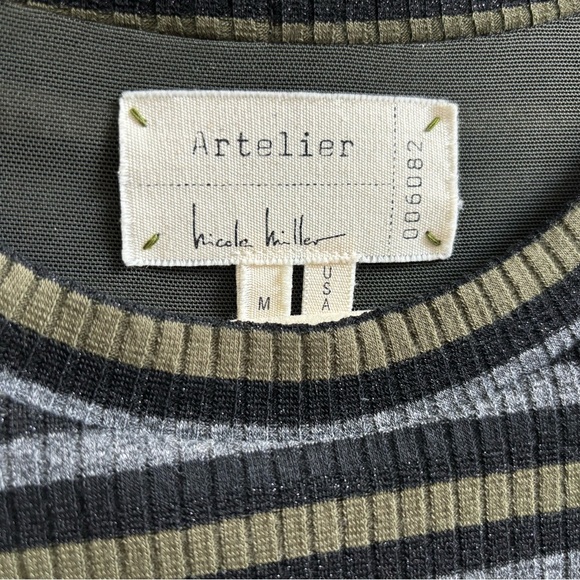 Nicole Miller atelier striped one piece dress with top overlay stunning! - Picture 2 of 3